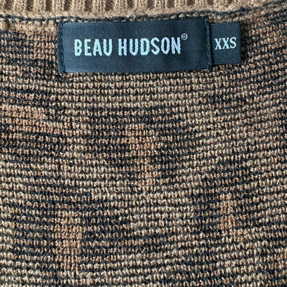 Beau Hudson Leopard Knit Cardigan Oversized XXS V Neck - Picture 6 of 10